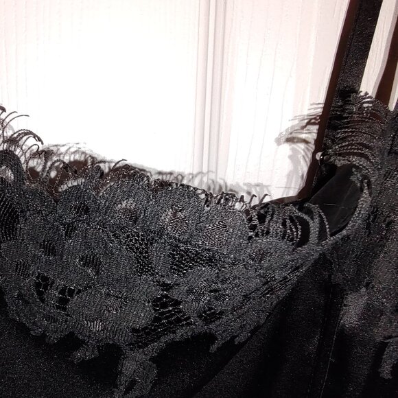 WHITE HOUSE BLACK MARKET SILK BUSTIER CAMISOLE EYELASH LACE THIN STRAPS BLACK XS - Picture 6 of 9